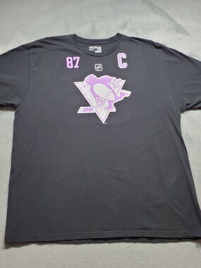 Adidas Pittsburgh Pinguins Sidney Crosby #87 T-shirt Purple Black Men Sz 2XL
